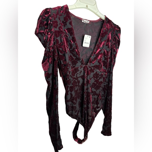NWT Intimately Free People Magic Hour Velvet Bodysuit Burgundy holiday b… - Picture 6 of 10